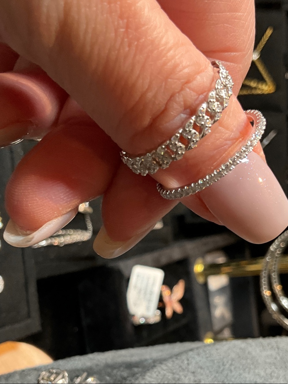 Sterling Silver Cubic Zirconia Stacking Rings - Silver